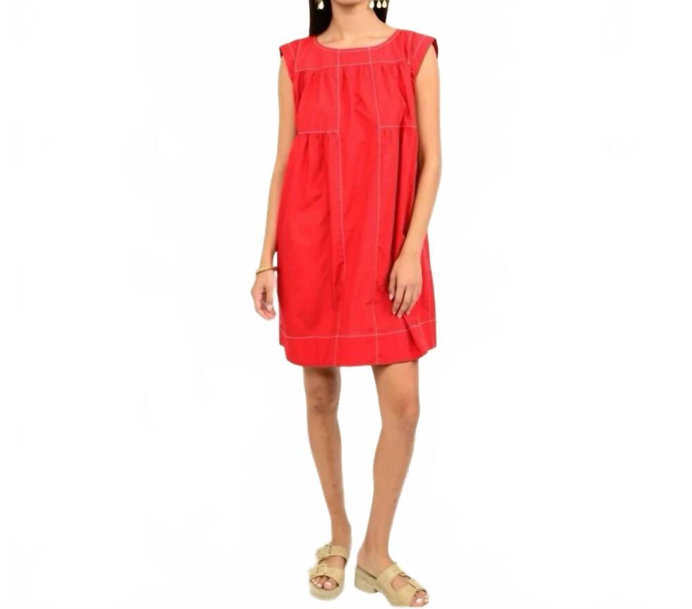 NEW UNCLE FRANK topstitched dress in red